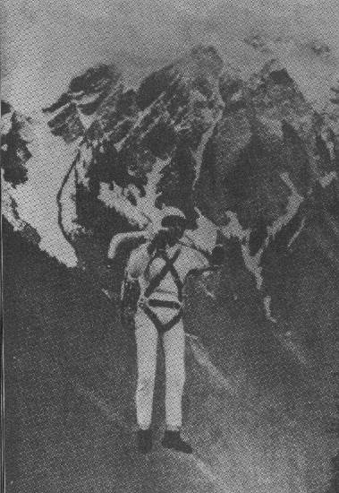 Man with self-contained rocket pack